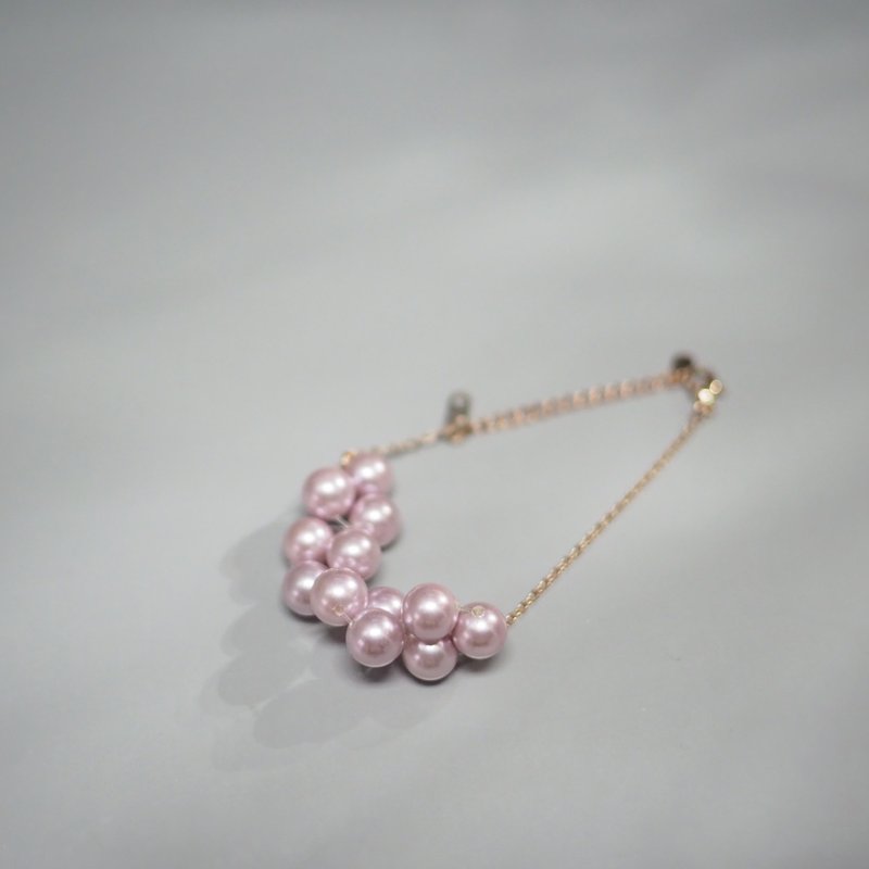 獨家-極簡質感 | 深海雲朵珍珠手鍊手鏈 | 粉紫光色 - 手鍊/手鐲 - 珍珠 紫色