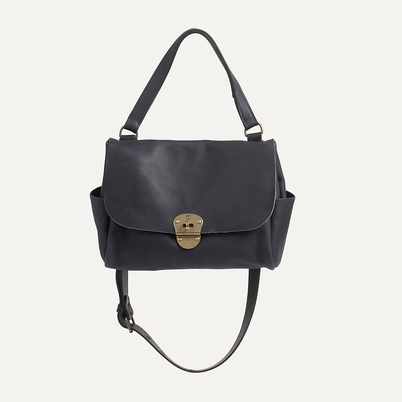 Bleu de Chauffe - JUNE BAG Leather Bag_Marine / Navy - Messenger Bags & Sling Bags - Genuine Leather 