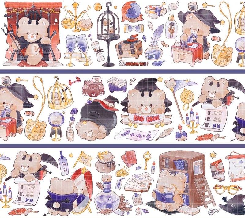 熊熊星魔歷 PET 紙膠帶 水晶 - 紙膠帶/和紙/PET - 其他材質 多色