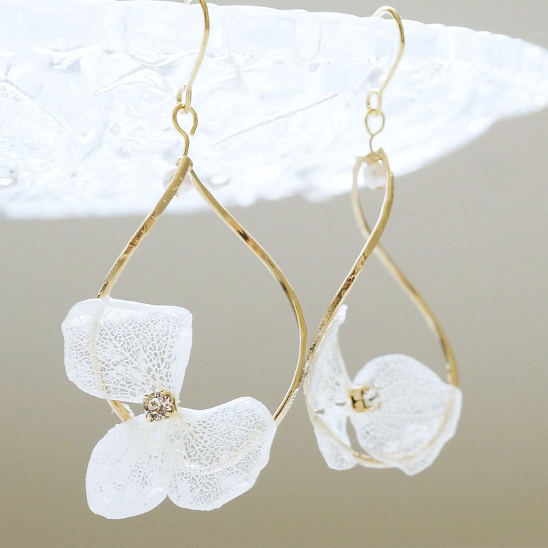 繡球花施華洛世奇水晶耳環 - 耳環/耳夾 - 植物．花 白色
