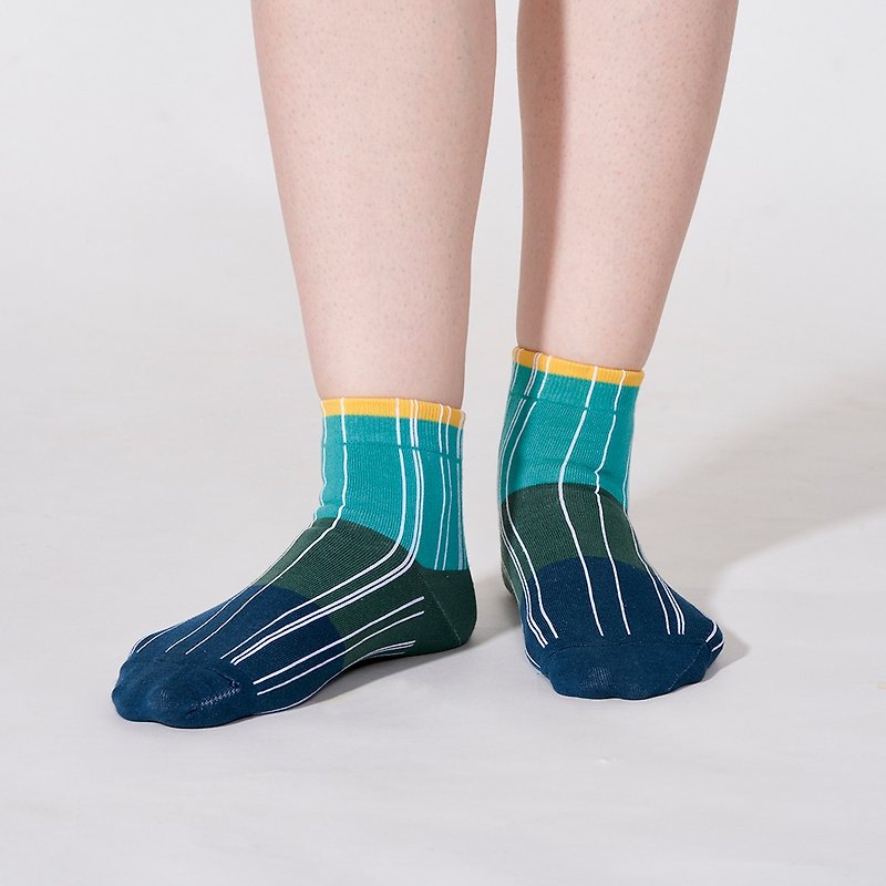 Gravity 1:2 /green/ socks - ถุงเท้า - ผ้าฝ้าย/ผ้าลินิน สีเขียว