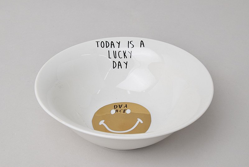 [Japan SHINA CASA] Gold Smile Golden Smile Salad Bowl / Breakfast Cereal Bowl 350ml - Bowls - Porcelain Gold