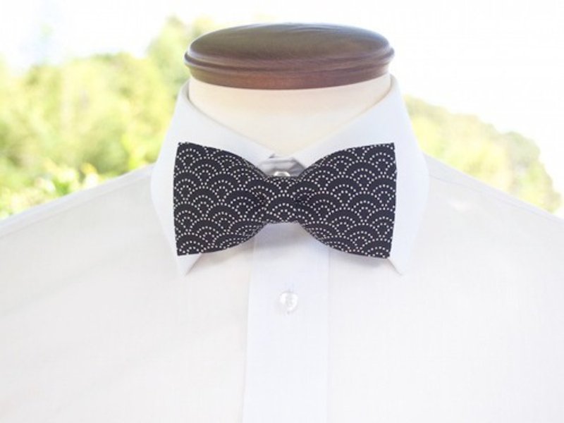 TATAN Qinghai wave bow tie (black) - Other - Cotton & Hemp Black