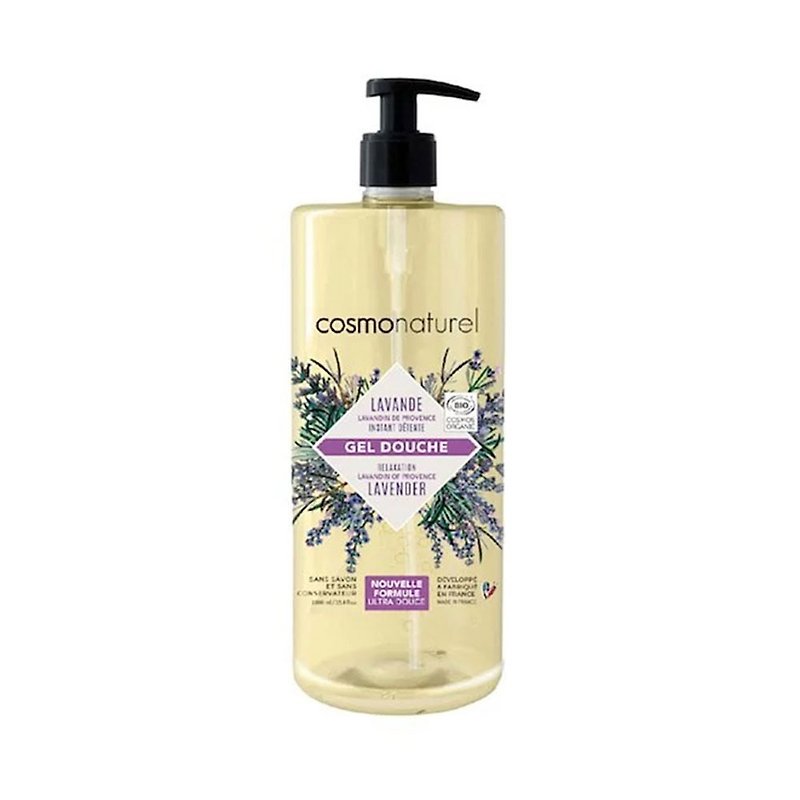 COSMO NATUREL High-Grade Organic Lavender Moisturizing Shower Gel 1000ml - Body Wash - Concentrate & Extracts Purple