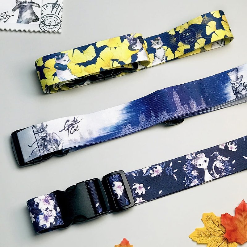 Luggage Straps | Luggage Straps-Sherlock Holmes Cat, Little Lily Queen, Ginkgo Beauty Cat - Luggage & Luggage Covers - Carbon Fiber Multicolor