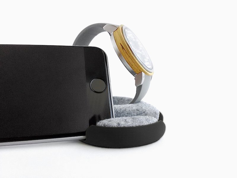 Unique multifunctional tray, Watch stand, Smartphone stand, Smart phone stand - 手機架/防塵塞 - 羊毛 黑色