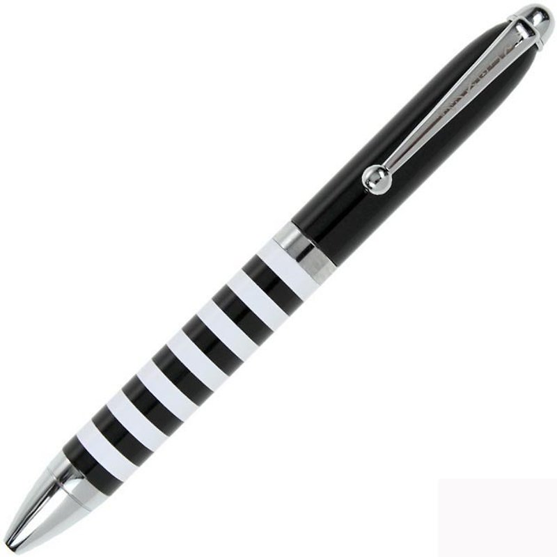 ARTEX life Pocket Pens  - 白と黒のストライプ - 油性・ゲルインクボールペン - 金属 ブラック