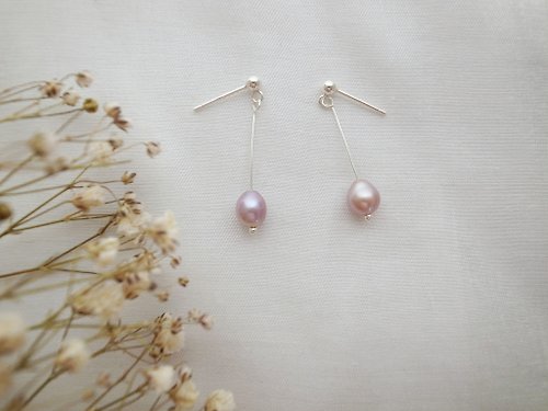 ChloMi 【耳環】925 純銀 紫珍珠 基本款 珍珠耳環 夾式耳環 情人節禮物