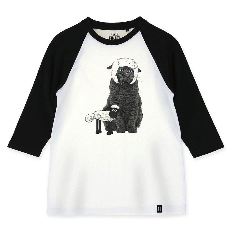 AMO Original  cotton adult 3/4 raglan T-shirt/AKE/Sheep Cat - เสื้อยืดผู้หญิง - ผ้าฝ้าย/ผ้าลินิน 