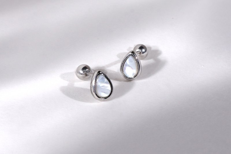 dew. mother of pearl earrings - Earrings & Clip-ons - Stainless Steel Silver