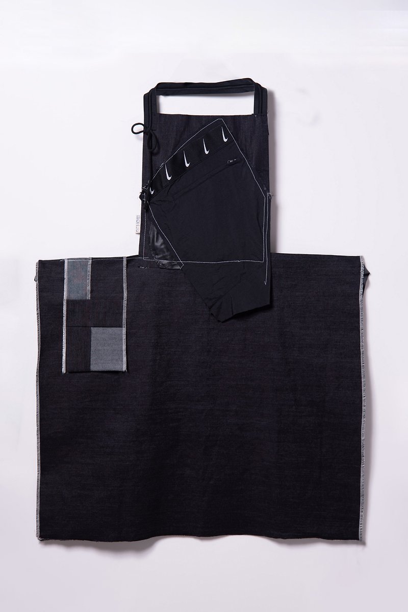 [Sustainable renovation] REHOW designer work clothes/aprons _REMAKE limited edition products (denim dark blue) - Aprons - Cotton & Hemp 
