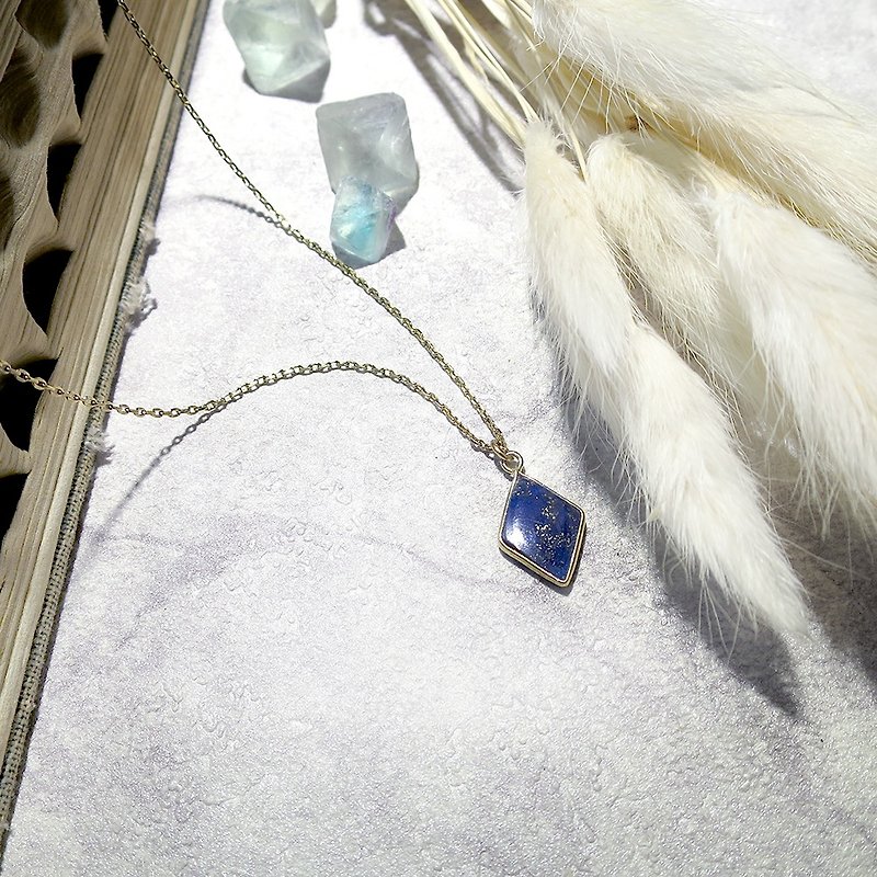 VIIART. 40% off clearance. water chestnut. Vintage natural lapis lazuli blue turquoise vintage Silver-plated 18K necklace - สร้อยคอ - ทองแดงทองเหลือง สีน้ำเงิน