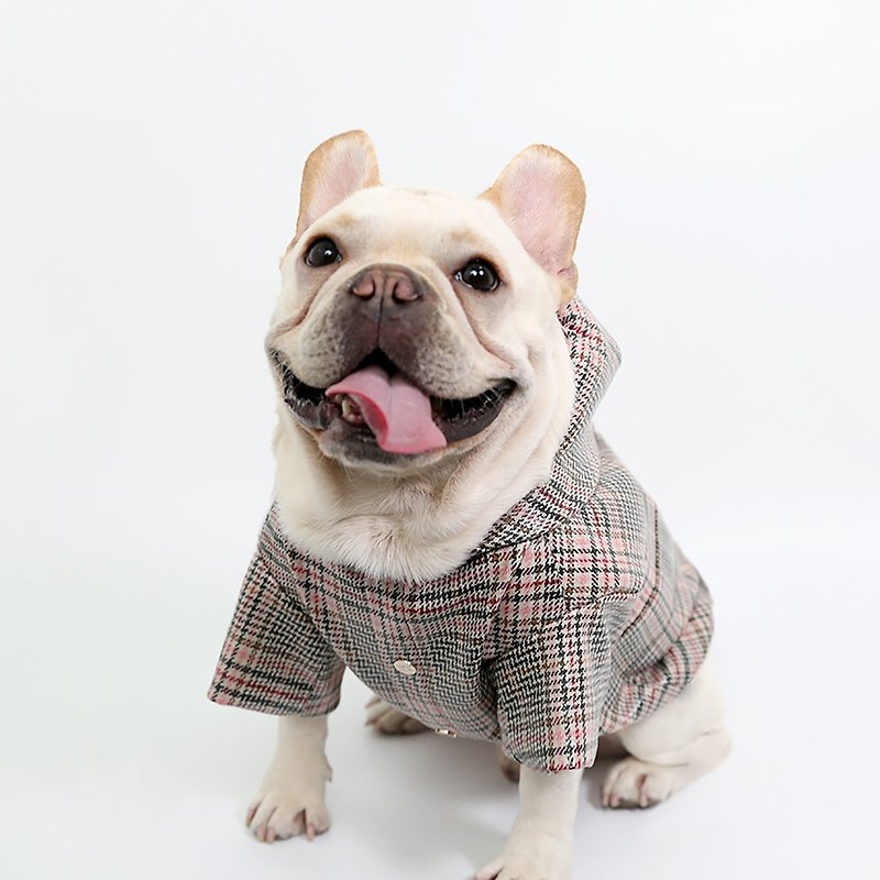 新年限定 寵物狗連帽風雨衣 格紋 防靜電 - 西裝外套 - 防水材質 