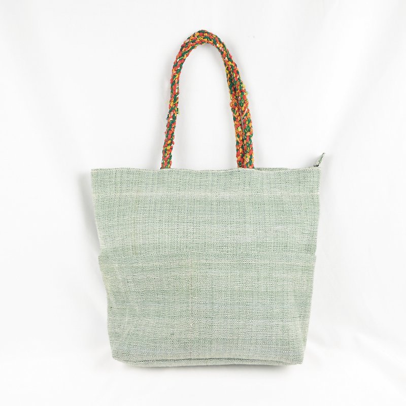 Living together cotton Linen bag - early green shoots - fair trade - กระเป๋าถือ - ผ้าฝ้าย/ผ้าลินิน สีเขียว