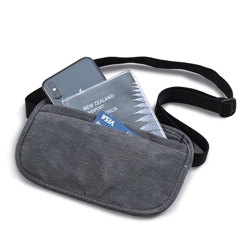 RFID anti-theft copy personal storage neck hanger/waist bag - Wallets - Nylon Gray