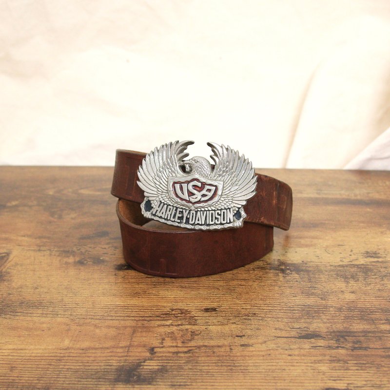 Back to Green-經典復古腰帶  哈雷老鷹扣 bt-26 //vintage belt - 皮帶/腰帶 - 真皮 