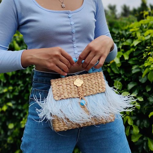 SEASAAN Woven bag, fly with me model, pastel blue