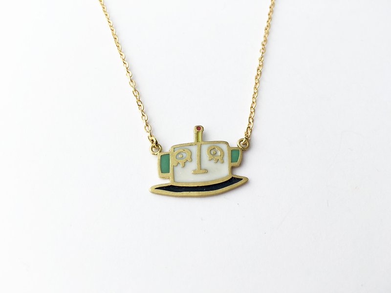 ✿Macaron TOE✿ Robot /Brass Necklace - สร้อยคอ - โลหะ สีทอง