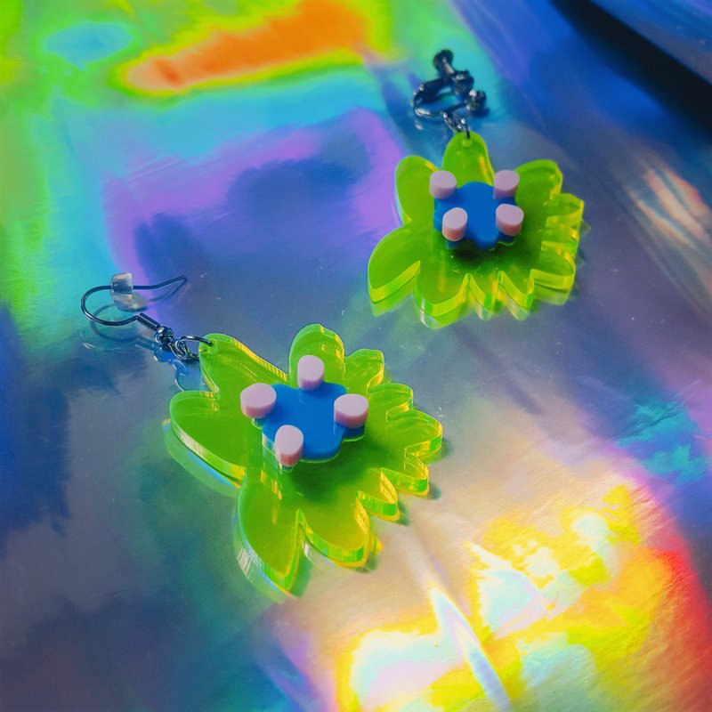 Acrylic Earrings & Clip-ons Yellow - Pian Pian Pian Flower Series-Small Yellow Chrysanthemum Three-dimensional Flower Single Sale (Ear Needle, Clip-On, Ear Hook)