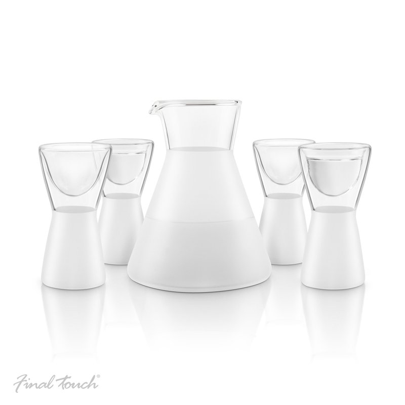 Final Touch Frosted Sake Decanter Set (1 Sake Decanter & 4 Glasses Included) - แก้วไวน์ - แก้ว 