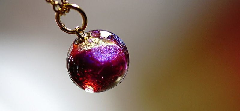 【受注制作】 Ruby passion planet - 項鍊 - 玻璃 粉紅色
