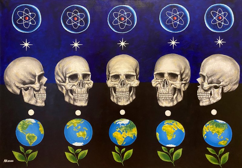 Existence, original oil painting, oil on canvas, symbolism, universe, humanity - 壁貼/牆壁裝飾 - 其他材質 多色