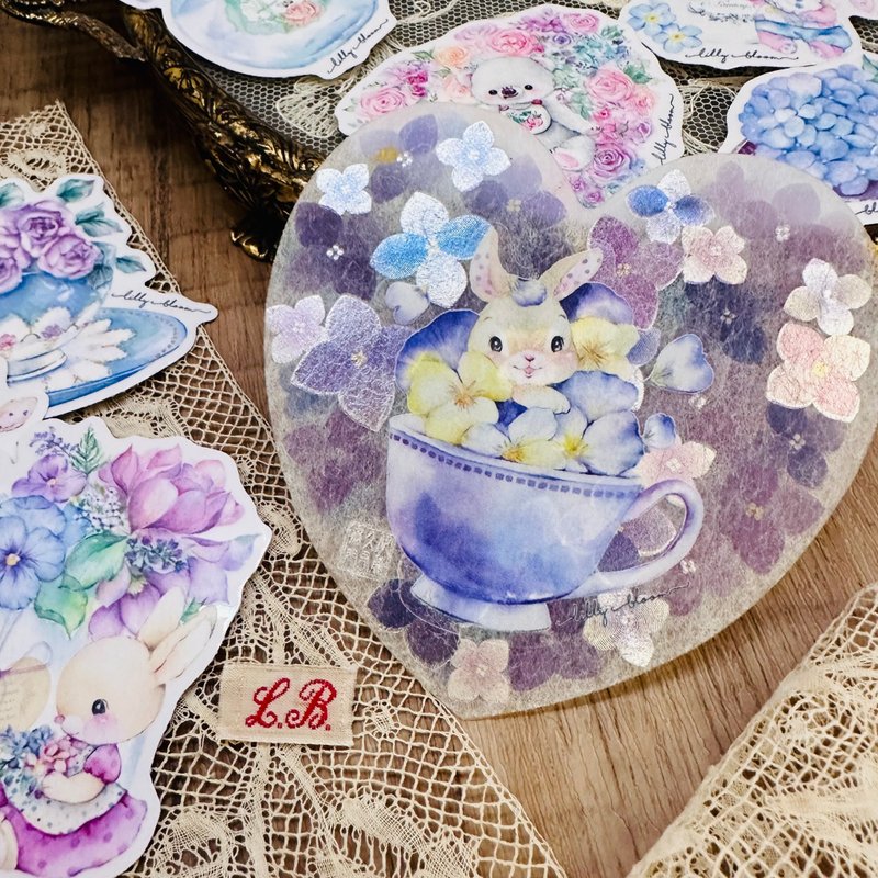 【all pretty flowers for you!】精緻可愛花花白墨大貼紙 - 貼紙 - 紙 多色