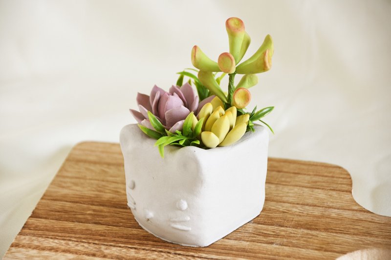 12 Chinese Zodiac Bionic Succulent Clay Cement Potted Plant/Rat/Ox/Tiger/Rabbit/Four Choices - ตกแต่งต้นไม้ - ปูน 