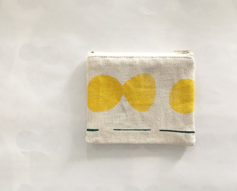 moshimoshi | 麻布小物包 - 黃細胞分裂 - 零錢包/小錢包 - 棉．麻 