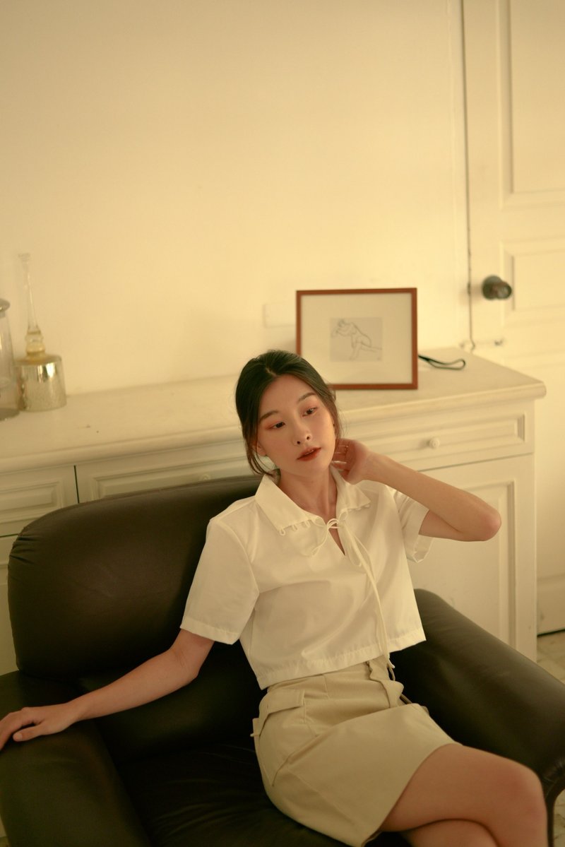 Highestjump Sailor Shirt (White) - 女襯衫 - 棉．麻 白色