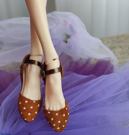 Dolls Marisha Nova BJD Popovy Sisters 娃娃的棕色鞋子。芭蕾舞鞋 Popovy Sisters