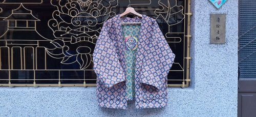 AMIN'S SHINY WORLD AMIN'S SHINY WORLD 復古灰底滿版提花小花朵 KIMONO 厚磅