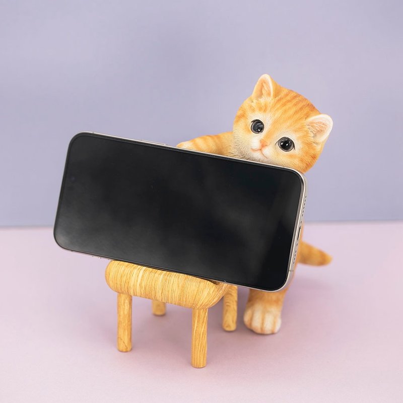 Devalier Smartphone Stand Holder Birthday Gift for Women and Men Cat Lovers Funny Item Smartphone Stand Valentine's Day (Chair Brown Tiger) cb030 - Items for Display - Resin Brown