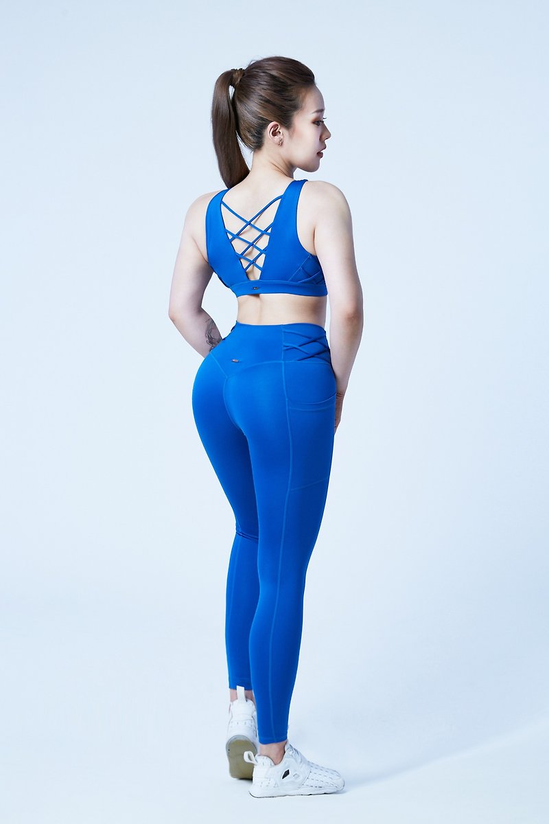 [Victory] XOFFIT Queen V straps yoga fitness pants - Blue Gemstone - Women's Leggings & Tights - Other Man-Made Fibers Blue