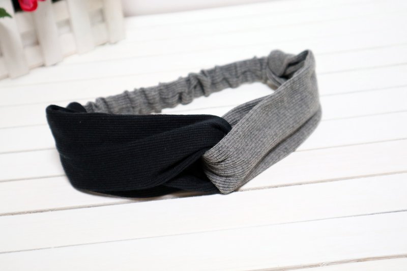 Black and gray thread stitching ~ cross hair band*SK* - Headbands - Cotton & Hemp Gray