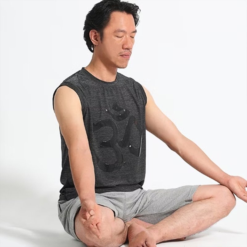 【NAMASTE】涼感OM背心 - 褐 - 運動上衣/排汗衫 - 棉．麻 黑色