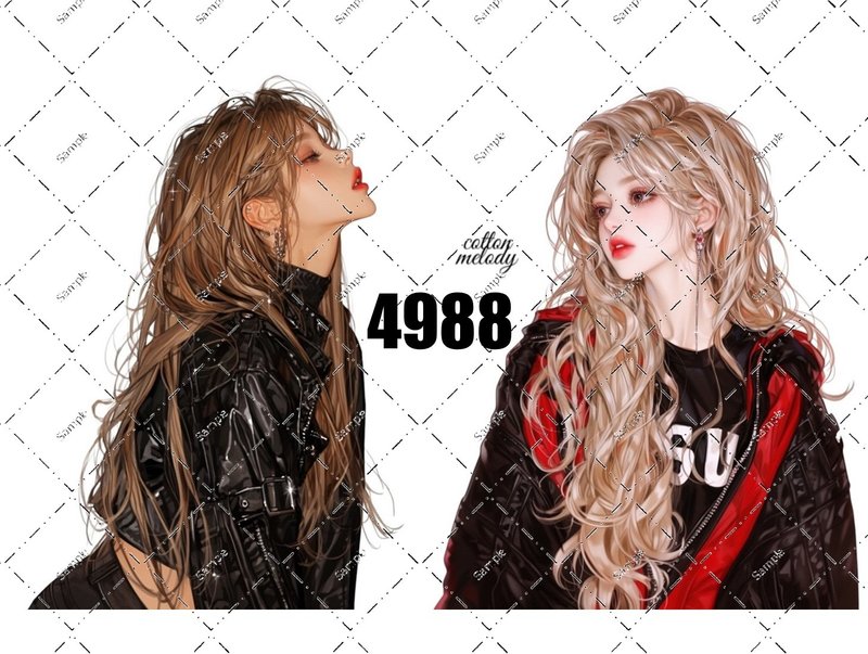 original sticker no.4988 人物ステッカー オリジナルステッカー オリジナル人物ステッカー 装飾ステッカー cotton melody - 貼紙 - 紙 