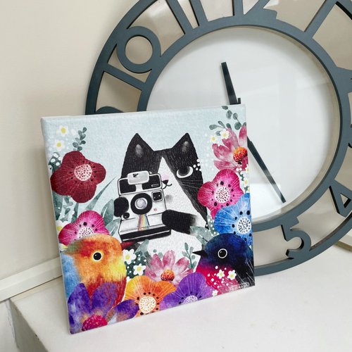 印樂網圓夢館 【Flora原創設計】拍照喵 | 20×20CM 無框畫