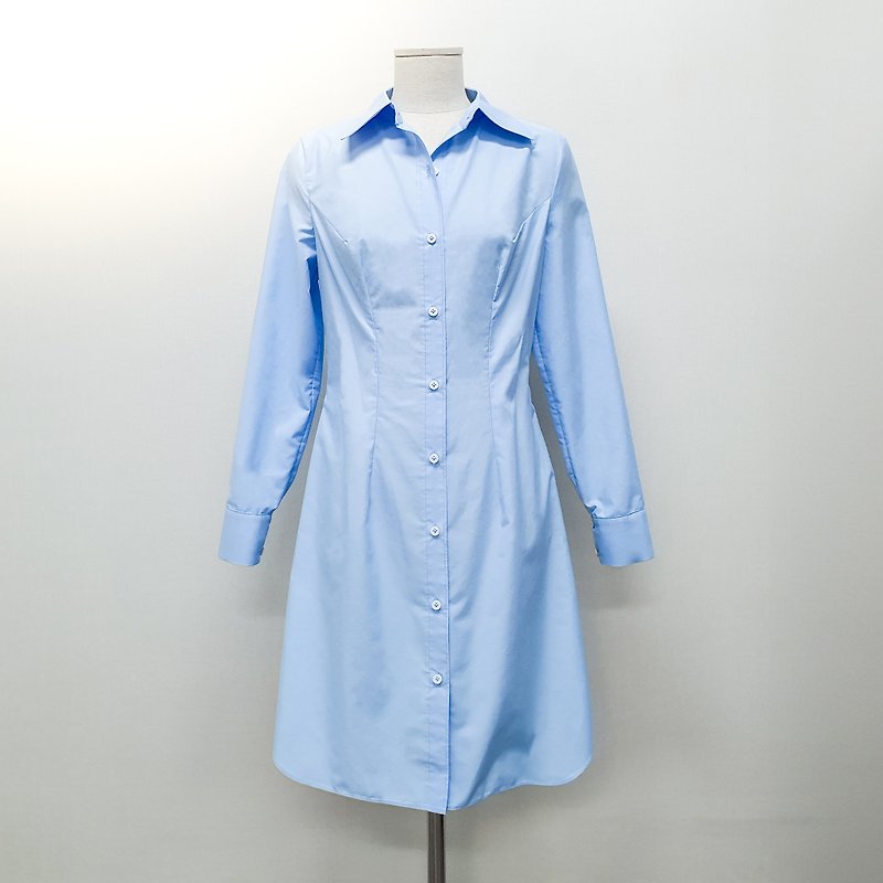 Urban Elegance Shirt Dress - Women's Shirts - Other Materials Blue