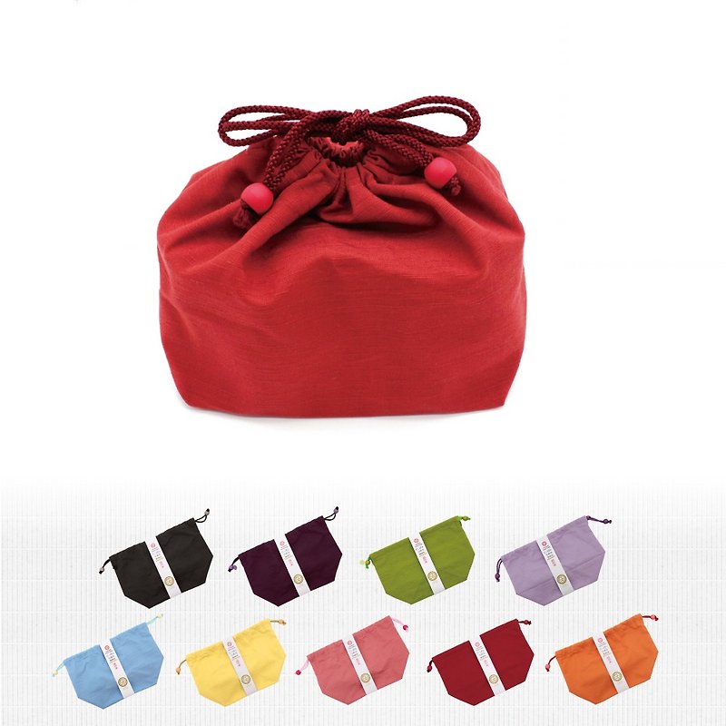 日本伝統色 Drawstring Cotton Bag Pouch Lunchbox Traditional Style Gift Made In Japan - ポーチ - プラスチック ピンク