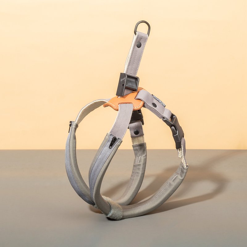 Dog Harness | Pet Travel Essentials | Gray [Simple Adjustment / No Harm to Trachea / Lightweight] - Collars & Leashes - Other Man-Made Fibers Gray