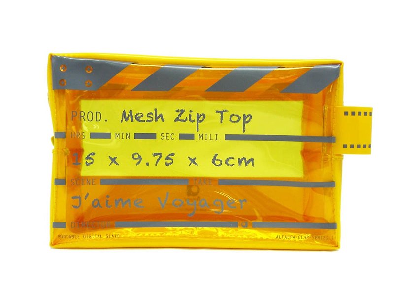 Director Clap - Mesh Zip Top - Suitable for carrying liquids on aircraft- Yellow - Toiletry Bags & Pouches - Plastic Yellow