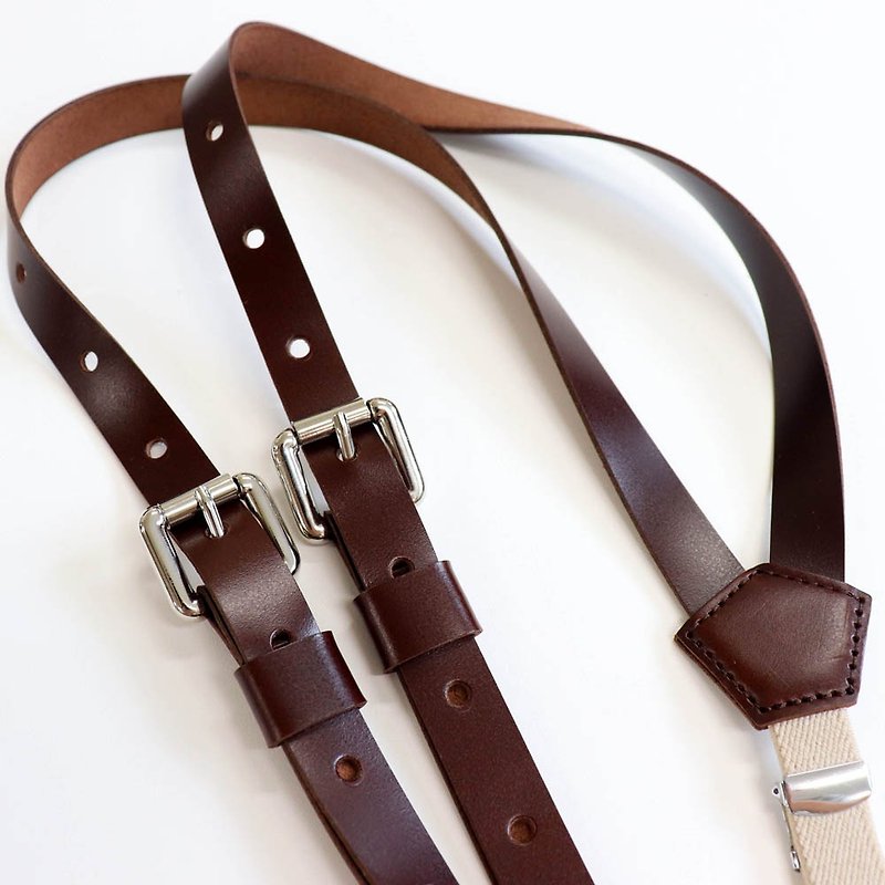 Leather suspenders 01 Height 155cm-175cm Gift for women 15mm width black NOMURA - Other - Genuine Leather Brown