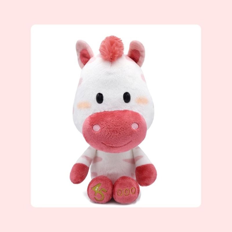 [Leofoo Village] Pre-order 30cm pink zebra 45th anniversary embroidery limited edition number will be shipped randomly - Stuffed Dolls & Figurines - Cotton & Hemp Pink