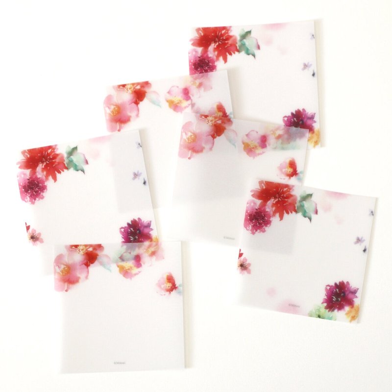 Camellia and dahlia tracing message card - ซองจดหมาย - กระดาษ สีแดง