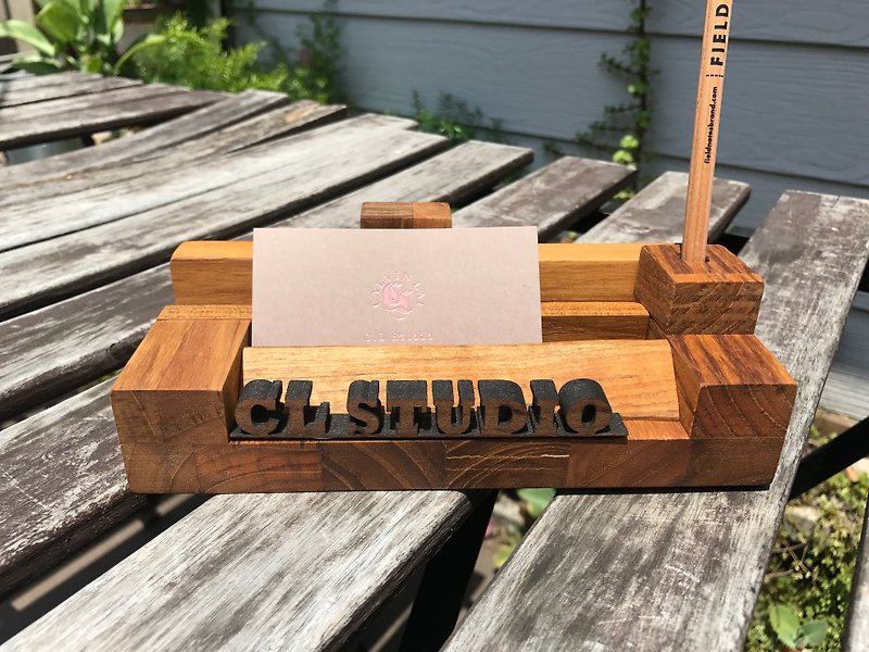 CL Studio [modern minimalist - geometric style wooden phone holder / business card holder] N104 - ที่ตั้งบัตร - ไม้ สีนำ้ตาล
