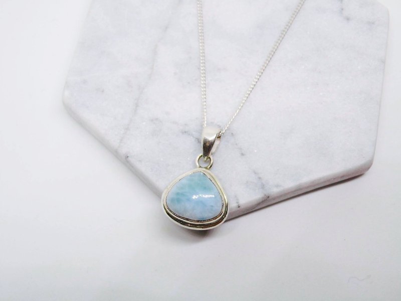 Nepal La Lima stone (sea proluta) 925 sterling silver necklace simple Valentine's Day gift birthday gift - Necklaces - Gemstone Blue