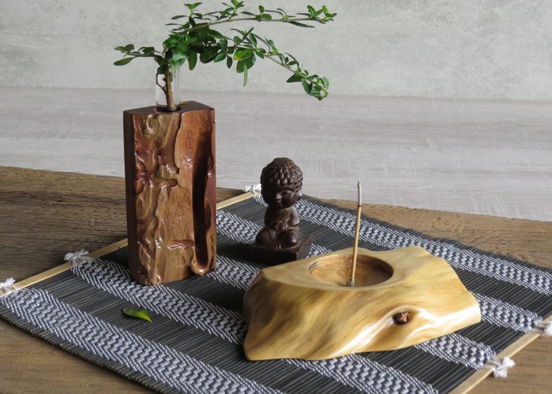 HO MOOD自然系列—手作原木香插(七) - 香氛/精油/擴香 - 木頭 咖啡色
