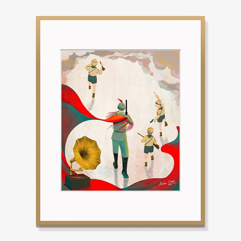 Group Obedience - Paintings Home Furnishing Art Collection - Posters - Cotton & Hemp Red