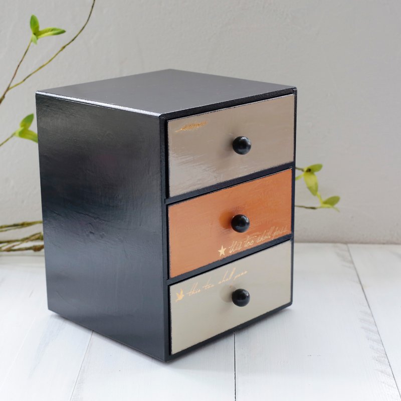 Three grid drawer storage cabinet table storage box storage stationery - Storage - Wood 